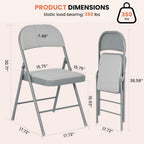 4 Pack Folding Chairs, Fabric Dining Chair Set with Padded Cushion and Back, Indoor Outdoor Seat for Home Office, Parties, Events, Wedding, Extra Guest Seating, Graphite Gray