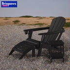 Briopaws Folding Adirondack Ottoman, 19.7W x 18.5L x 13H Inch, HDPE All Weather Adirondack Chair Footrest, Plastic Footstool for Deck Backyard Patio Outdoor Poolside Porch Lawn Indoor, Black