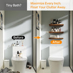 BAYKA Bathroom Floating Shelves for Wall Set of 3 - Rustic Brown Farmhouse Wood Shelves Over Toilet for Bedroom, Kitchen, or Living Room Decor Display, Storage for Plants, Toilet Paper or Bath Towels