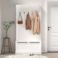 Entryway Bench with Standing Coat Rack, Hall Tree with Shoe Storage Bench, Entryway Organizer with 5 Hooks,for Kitchen Home