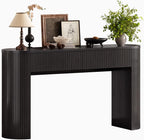 55 Inch Console Table with 2 Drawers, Entryway Tables with Storage,Black | Fluted Sofa Table Behind The Couch, Hallway Tables, Mid-Century Modern Foyer Table for Entryway, Hallway, Living Room