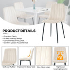 RGZ White Round Dining Table Set for 6, 7 PCS Modern Wooden Circle Kitchen Table with Steel Legs & 6 Beige Velvet Upholstered Chairs, Dinner Table for Dining Room, Living Room, Kitchen