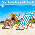Beach Sling Chair Replacement Canvas, 16x44.5 Inch Folding Lounge Chair Fabric with Pillow for Beach/Sunbathing/Courtyard/Garden [Striped Sky Blue, Only Replacement]