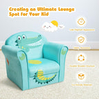 Costzon Kids Couch, Children's Sofa Armrest Chair with Pattern, Toddler Furniture w/Sturdy Wood Construction, Preschool, Lightweight Kids Couch Sofa Chair for Boys & Girls Gifts, Crocodile
