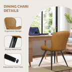 Dining Chairs Set of 2 Modern Fabric Dining Room Chairs Upholstered Dining Chairs with Thick Cushions Metal Legs Armless Back Chair for Kitchen and Living Room Brown