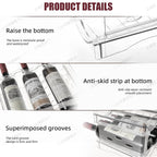 Wine Rack for Countertop, Fridge, Inside Cabinet, 3 Tier Plastic Tabletop Wine Bottle Holder, Water Bottle Organizer for Refrigerator, Pantry, Hold 9 Bottles