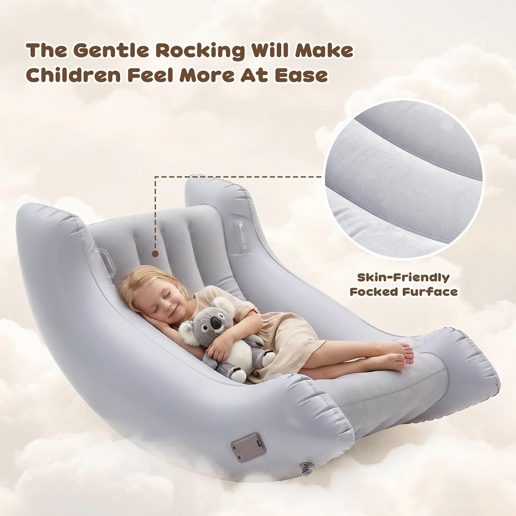 Autism Sensory Inflatable Rocking Chair for Kids, Sensory Room Must Haves Crash Pads Bubble Bouncer Sensory Play Equipment (Gray, 46.5-42.5-32.7inches)