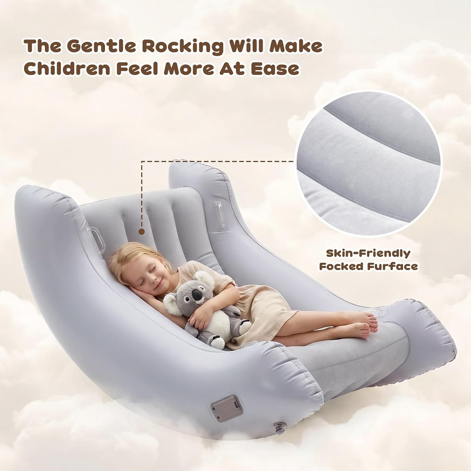 Autism Sensory Inflatable Rocking Chair for Kids, Sensory Room Must Haves Crash Pads Bubble Bouncer Sensory Play Equipment (Gray, 46.5-42.5-32.7inches)