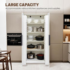 62.99''White Kitchen Pantry Cabinet Tall Freestanding Pantry Storage Cabinet with Doors and Shelves Buffet Cupboards Sideboard Tall Kitchen Pantry Storage Cabinets Food Pantry for Living Room
