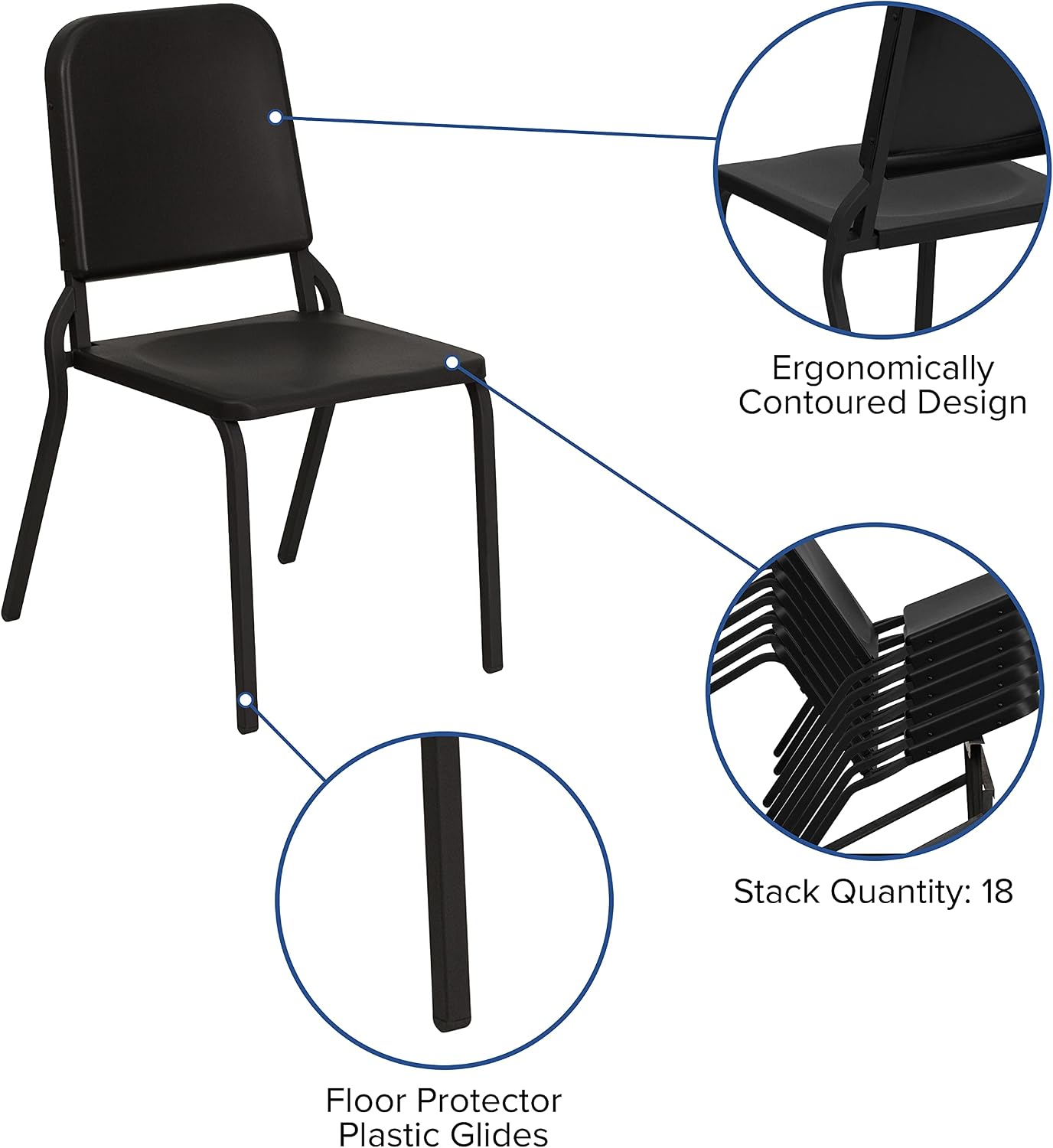 Flash Furniture HERCULES Series Black High Density Stackable Melody Band/Music Chair