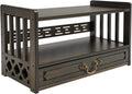 Altar Table with Drawer, Altar Shelf & Meditation Table for Spiritual, Bamboo Puja Table for Home, Buddha Statues, Books, Ritual Items (20.4" W x 9.8" D x 11" H, Walnut Color)