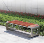 Patio Benches for Outdoors Park Bench Stainless Steel Pineapple Grid Solid Wood Stadium Sales Department Outdoor Leisure Garden Benches for Outdoors
