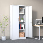 71" Tall Metal Storage Cabinet with Adjustable Shelves, Kitchen Pantry Storage Cabinet with 2 Doors, 31.5" W White Pantry Cabinet for Dining Room, Kitchen, Assembly Required, White