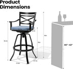 Pellebant Swivel Aluminum Outdoor Bar Stools Set of 4, 30" Patio Bar Height Bar Stools with Sunbrella Cushion & Back, Anti-Rust Barstools for Deck Backyard Garden, Spectrum Denim