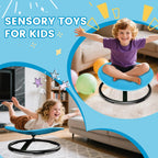 Pterying 21" L × 19" W Large Size Spinning Chair for Autistic Kids, Autism Sensory Products, Sensory Toys Gifts for Kids with Autism & ADHD, Training Body Coordination, Azure Rounded Shape