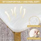Modern Dining Chairs Set of 4, White Willow Leaf Pattern with Chrome Gold Metal Legs, Curved High Back Design & Cloud Cushioning, Mid-Century Kitchen Chairs with Non-Slip Feet(Easy Assembly)