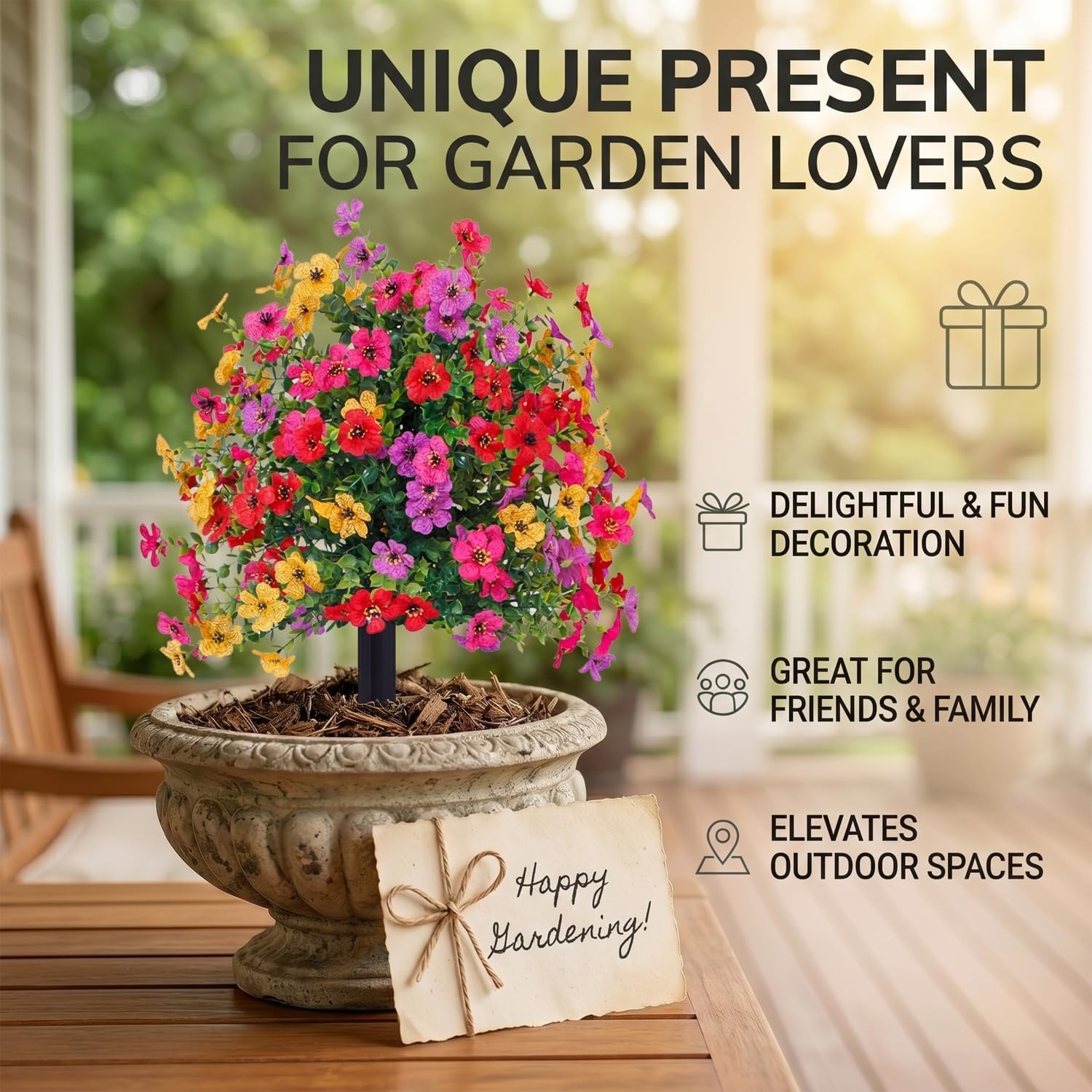 2026 Artificial Petunias with Ground Stake, 22" Outdoor Faux Flowers for Garden, Planter and Porch, Yard, Lifelike Decorative Flowers (Multi-Color‌, 1PCS)
