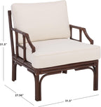 SAFAVIEH Furniture - Kazumi Accent Chair - Coastal Design White Cushion & Chocolate Brown Rattan - Fully Assembled - Ideal for Living Room, Bedroom, Dining Space, 19.7" Seat Height (ACH6508C)