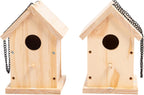 HPC Decor 2 Pack Bird Houses for Outside w/Chain,Natural Wooden Birdhouses Kit for Outdoors w/Predator Guard,Hanging DIY Bird House Kit & Woodworking Adult Crafts,Hummingbird,Birdhouse Kits for Kids