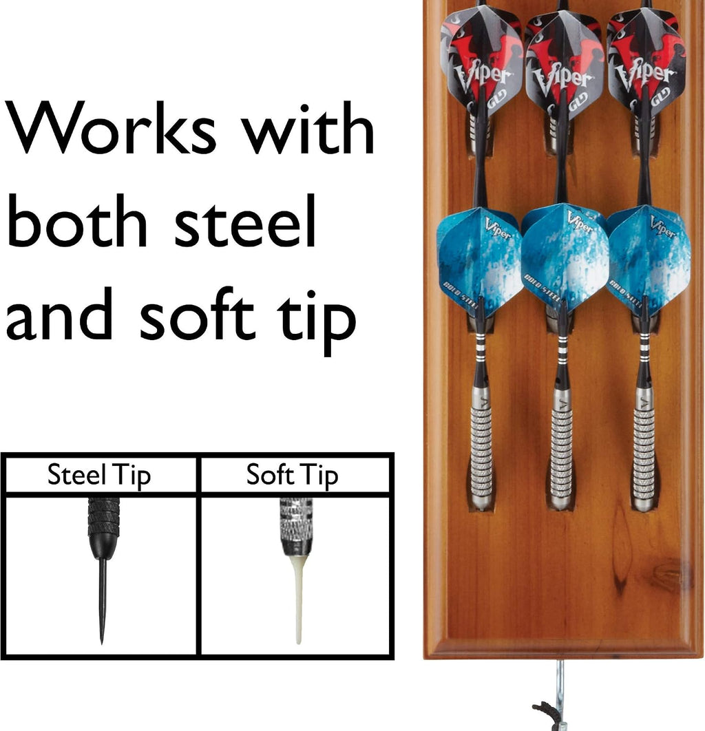 Viper Hideaway Cabinet & Steel-Tip Dartboard Ready-to-Play Bundle & Viper Dart Caddy Solid Wood Wall Mounted Dart Holder/Stand
