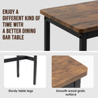 44.5" Bar Table, Pub Table with Adjustable Feet Floor Protector, Narrow Rectangular Kitchen Counter Bar Tables, Sofa High Top Tables with Black Metal Legs, Rustic Brown