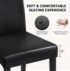 Yaheetech Dining Chairs Set of 2 Faux Leather Modern Dining Room Chairs with Rubberwood Legs and Padded Seat for Kitchen/Living Room/Restaurant, Black