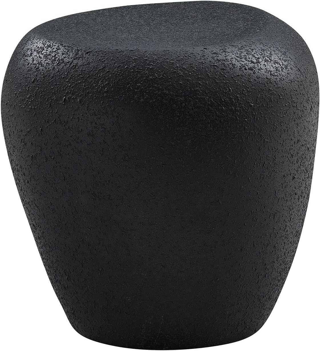 19.29" Fiberglass Irregular Side Table, Faux Rocks Matte Finish Vintage End Table, No Assembly Needed, Waterproof & Scratch-Resistant for Living Room Bedroom Office,Black