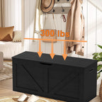 Timberer 39.4" Storage Chest, Wooden Storage Bench, Large Storage Trunk with 2 Safety Hinges, Entryway Shoes Bench for Living Room, Bedroom, Black