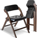 2 Pack Wooden Folding Chair with Padded Seat, Stackable Wooden Foldable Chair, Folding Chairs with Cushion for Guests Kitchen, Bedroom, Office, Wedding, Library, Party, Picnic (Walnut Black)