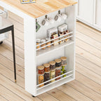 78"-49" Extendable Rolling Kitchen Island with Extended Dining Table, Mobile Kitchen Storage Islands with Storage Drawers, 2-Tier Storage Shelf, White