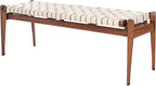 Safavieh Couture Home Dilan 47-inch White and -Light Brown Leather Weave Bench