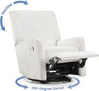 Delta Children Nest Nursery Swivel Recliner - Fabric is GREENGUARD Gold Certified and Oeko-TEX Standard 100 - Upholstered in a Unique Chenille Yarn for Blanket Like Softness, Oyster