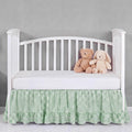 Gingham Crib Skirt Dust Ruffle 52 x 28 Inch 100% Washed Cotton Ruffle Plaid Baby Crib Bed Skirt Soft Farmhouse for Boys & Girls Nursery Bedding Decor, Fits Standard Cribs(Green)