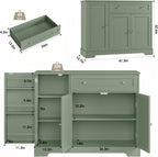 HOSTACK Buffet Cabinet with Storage, Modern Sideboard Buffet with Doors, Wood Coffee Bar Kitchen Storage Cabinet with Drawer and Adjustable Shelf for Kitchen, Dining Room, Living Room, Green
