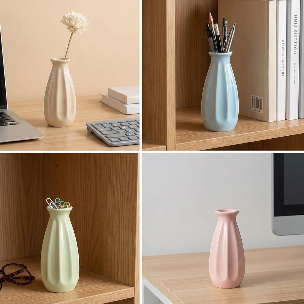 6-Pack Simple Vase Set for Flowers Plants, Small Cute Flower Vase for Modern Table Shelf Home Decor Wedding Boho Decor, Farmhouse