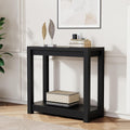 32" Entryway Table, Long Narrow Console Table with Shelves, Farmhouse Wood Sofa Table Behind Couch, Rustic Entry Table for Hallway, Living Room or Foyer, Black