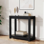 32" Entryway Table, Long Narrow Console Table with Shelves, Farmhouse Wood Sofa Table Behind Couch, Rustic Entry Table for Hallway, Living Room or Foyer, Black