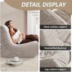 Modern Living Room, Adult Bean Bag Floor Sofa, Super Soft and Comfortable Memory Foam Lazy Sofa, Togo Recliner Furniture, Suitable for Balcony Bedroom Fireside Chair (Apricot)