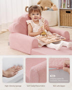 Blissful Diary Kids Couch, 2-in-1 Soft Fold Out Kids Couch, Kids Sofa Chair, Comfy Kids Furniture for Playroom, Reading & Play, Pink Shell