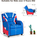 HONEY JOY Kids Recliner, Youth Gaming Reclining Chair w/Side Pocket, Ergonomic Headrest & Footrest, Upholstered Leather Lounge Chair for Boys Girls, Manual Adjustable Single Sofa Chair for Living Room