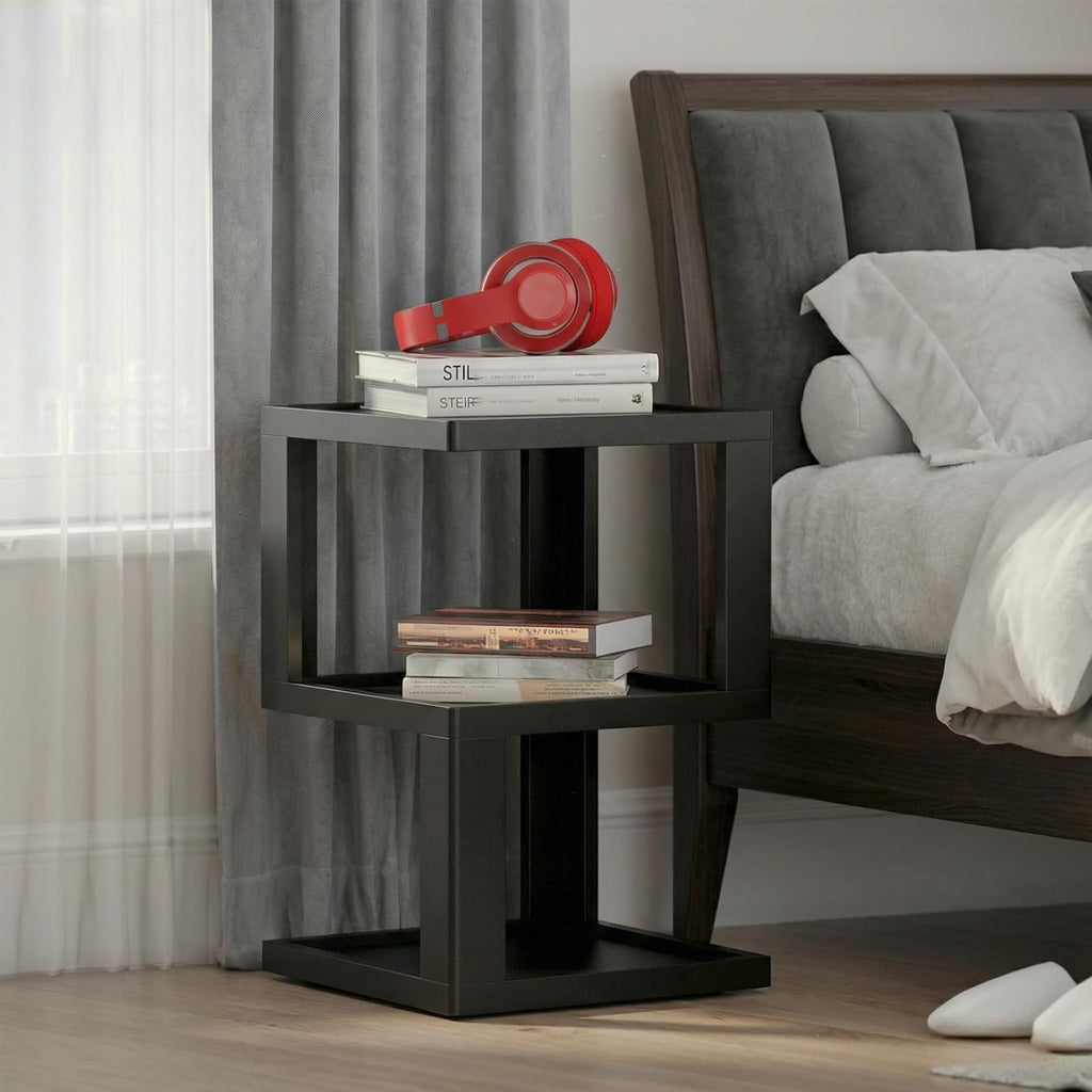 Small Side Table for Living Room, Wood Modern End Table Nightstand for Bedroom, 3-Tier Bedside Night Stand for Home Office Bathroom
