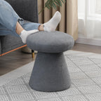 Mushroom Ottoman, 18” Boucle Foot Stool for Living Room & Bedroom, Cute Vanity Stool, Accent Footrest for Entryway, No Assembly Required, Gray