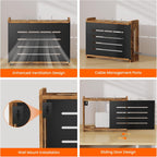Homode Wooden WiFi Router Box Hider, Wall Mount or Tabletop Router Shelf with Metal Frame, Decorative Modem & Power Strip Storage Cabinet, Internet Cable Management Organizer, Rustic Brown