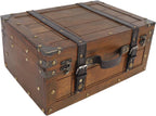 Vintage Distressed Wooden Chest Storage Trunk Handbag for Clothes Toys Photo Prop (Large)