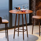 LITTLE TREE Solid Wood Bar Table, 39.37-Inch Round Bistro Table with Sturdy Frame, for Living Room, Dining Room, Small Space (Rustic Walnut)