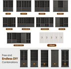 Vyre 70.8" Tall Kitchen Pantry Cabinet with Doors, Farmhouse Modular Storage Cabinet with 4-Tier Adjustable Shelves, Large Storage Cabinet for Kitchen or Living Room, Set of 2, Black