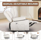 Faux Leather Rocker Recliner with Heat and Massage Cup Holders, Overstuffed Rocking Recliner Swivel Glider Chair for Nursery Heated Massaging Reclining Chair, Cream White