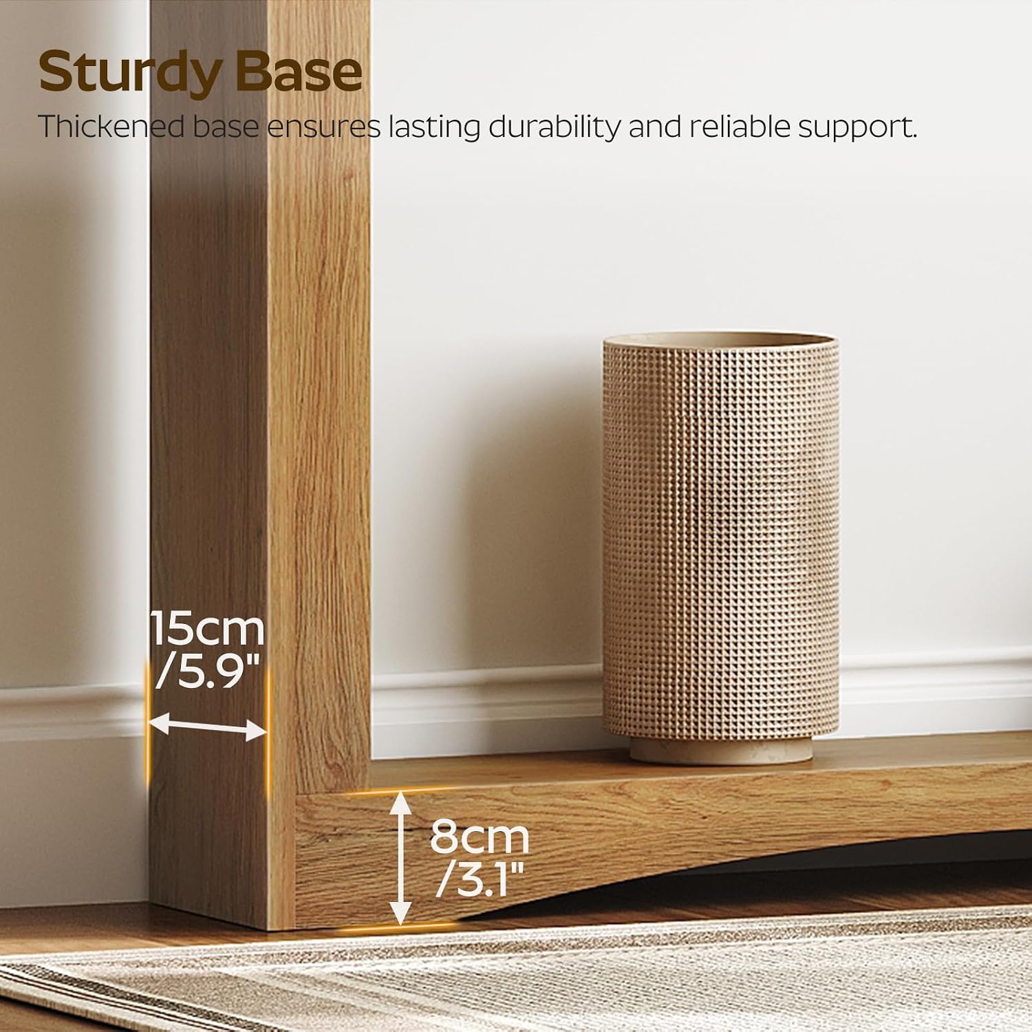 YATINEY Narrow Console Table, 5.9'' Thin Entryway Table, Behind Couch Table for Small Spaces, Small Farmhouse Hallway Table, for Living Room, Hallway, Foyer, Light Walnut CT19VV