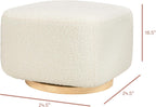 Babyletto Kiwi Gliding Ottoman in Cream Shearling with Light Wood Base, Greenguard Gold and CertiPUR-US Certified