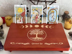 Altar Table, Tarot Card Holder, Meditation Table, Small Altar Table, Wooden Witch Altar, Wiccan Alter Table, Buddhist Shrine, Engraved Moon Phase and The Tree of Life on Table Top, 12 × 8 inches